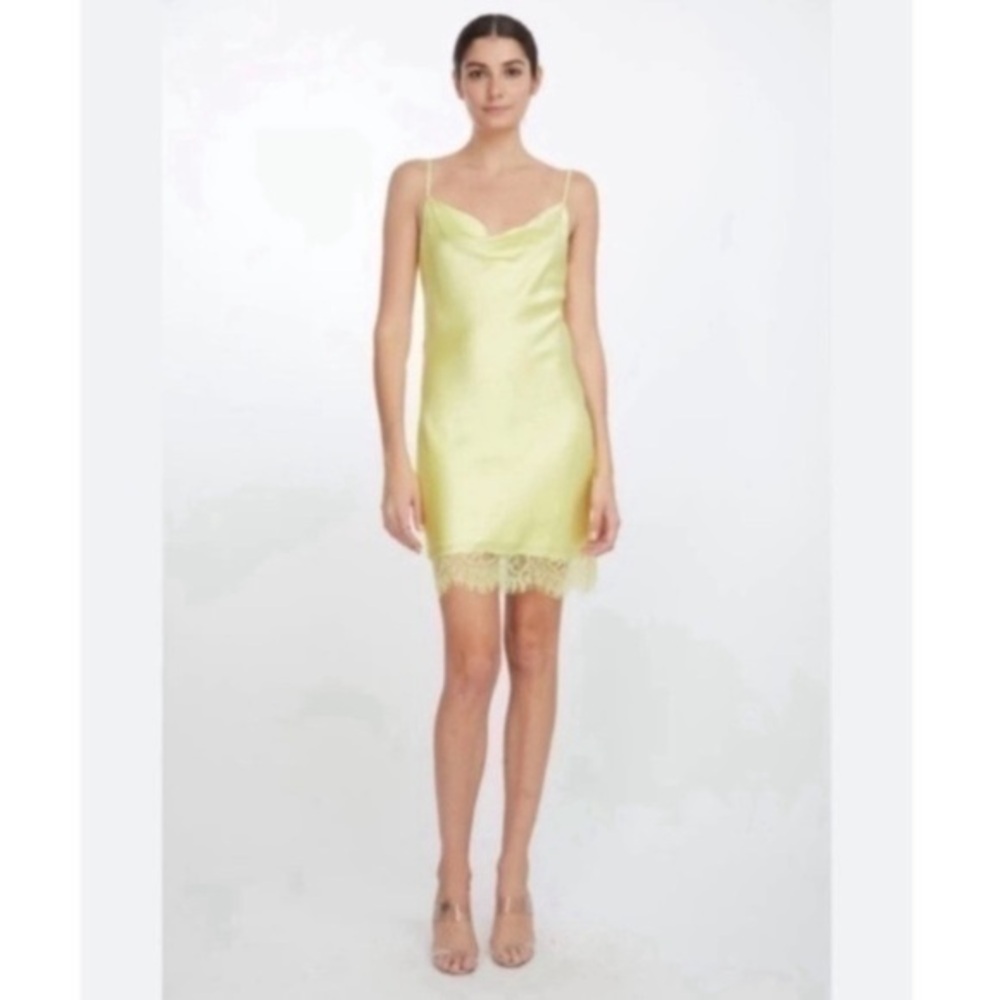 Generation Love Satin Slip Dress in Lemon Yellow